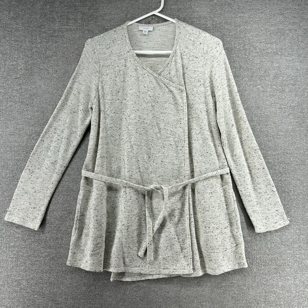 J Jill Pure Jill Cardigan Women Size XS Beige Pockets Belted Casual